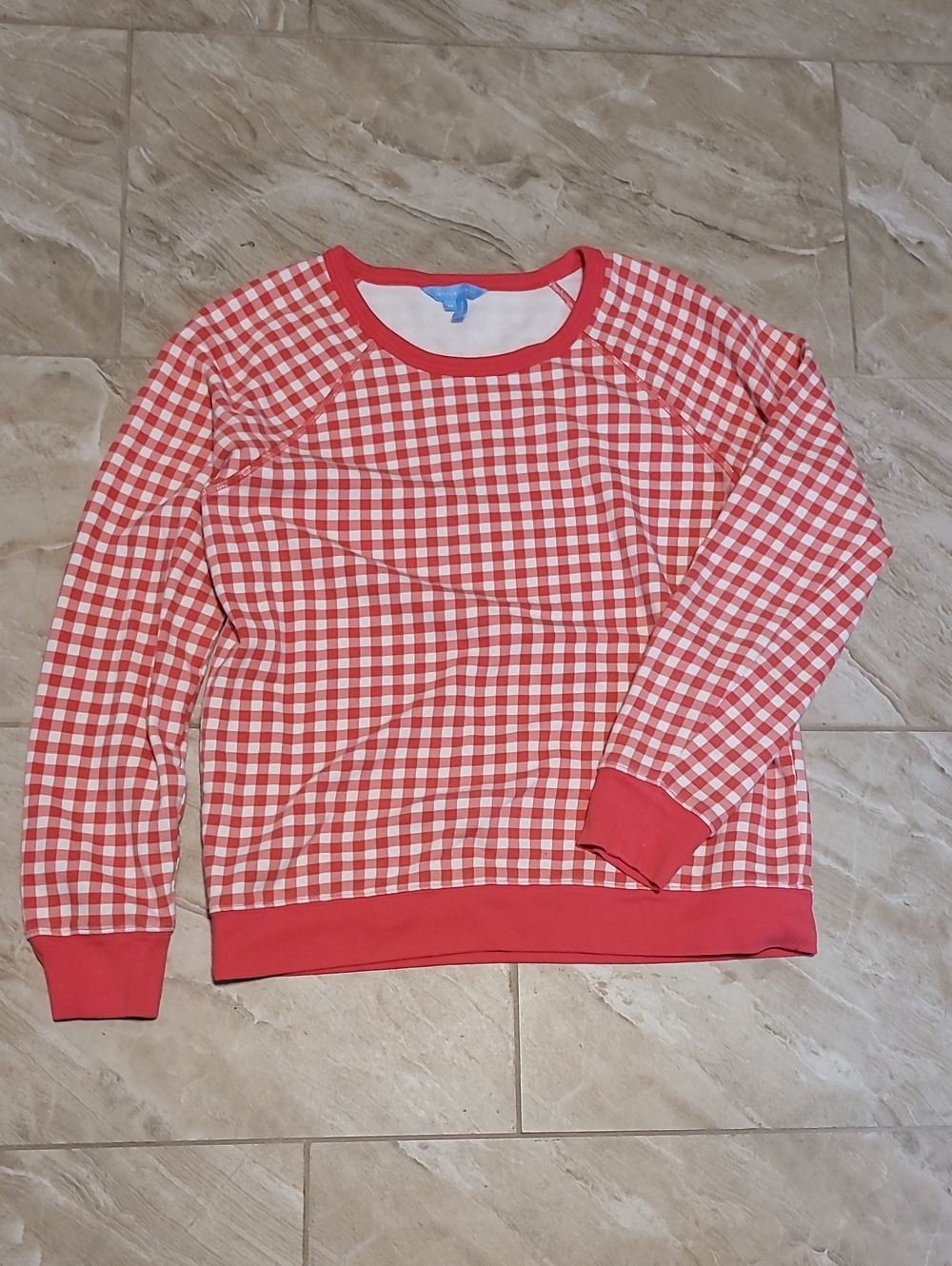 Draper James Red and White Gingham Crewneck Pullover